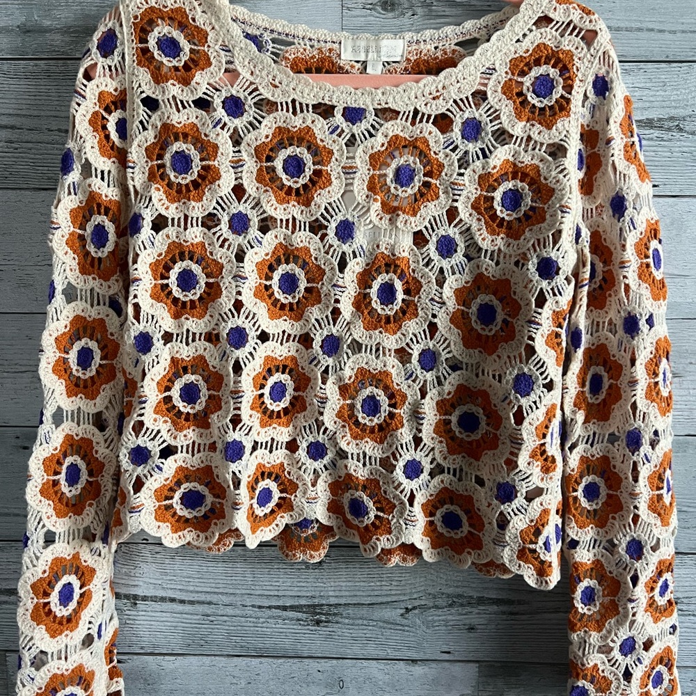 Beautiful cream colored Crochet Sweater!
